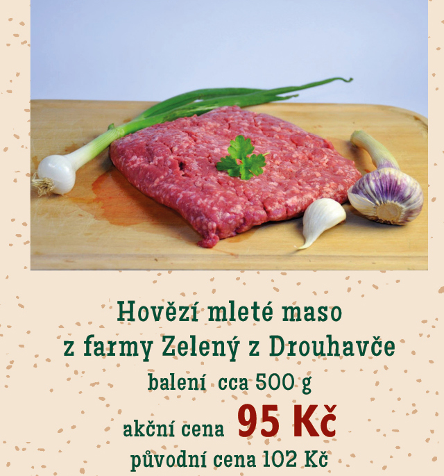 Hovězí mleté maso z farmy Zelený z Drouhavče